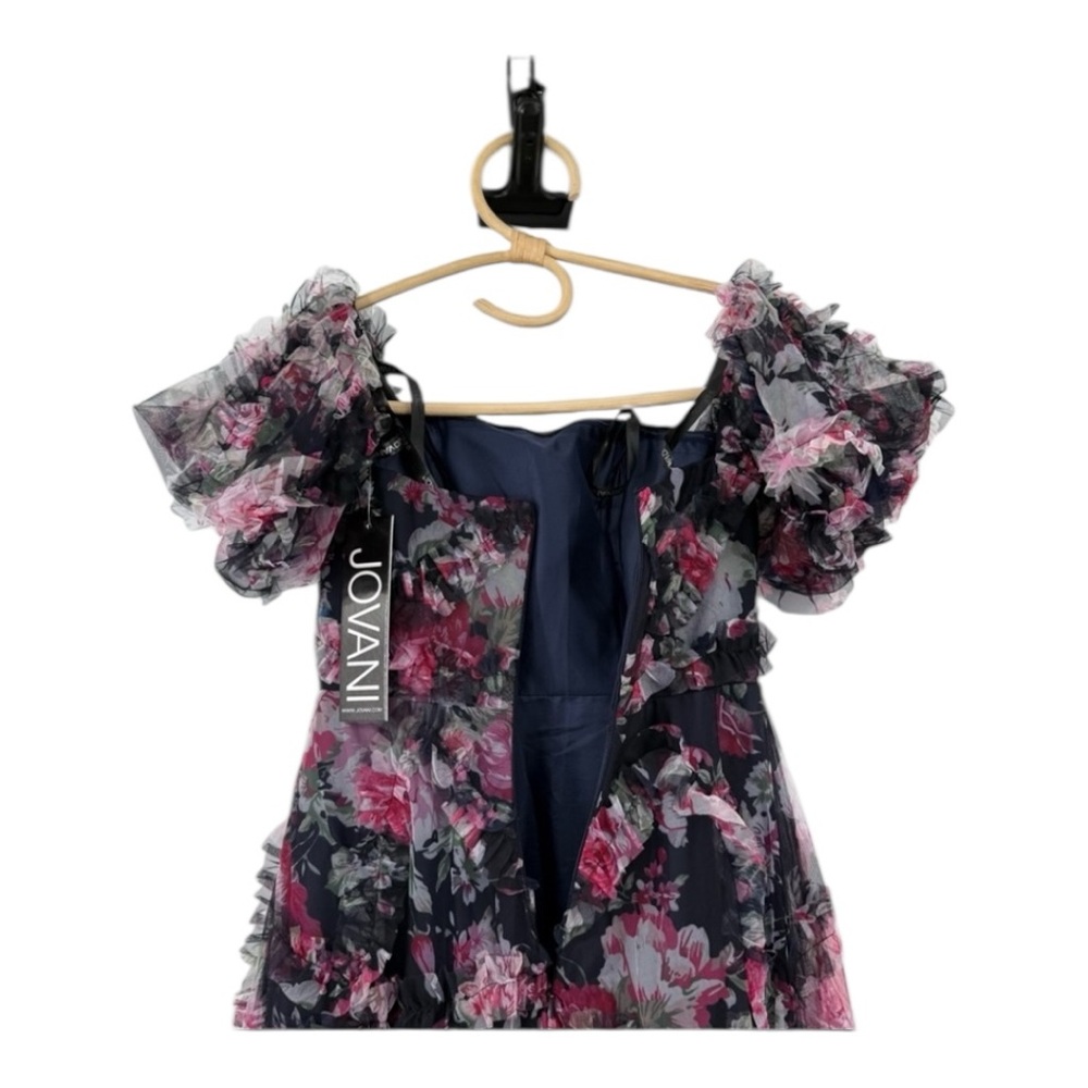 JOVANI Off-the-Shoulder Floral Gown with Layered Ruffle Details NEW Size 2 40331 - Picture 10 of 17